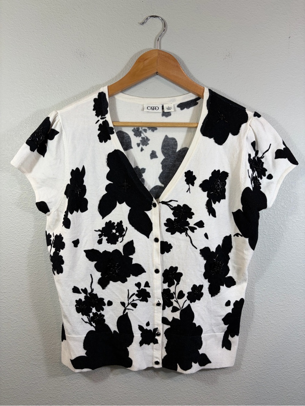 Cato Floral Embellished Button Up Cardigan